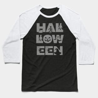 Halloween character text spooky design Baseball T-Shirt